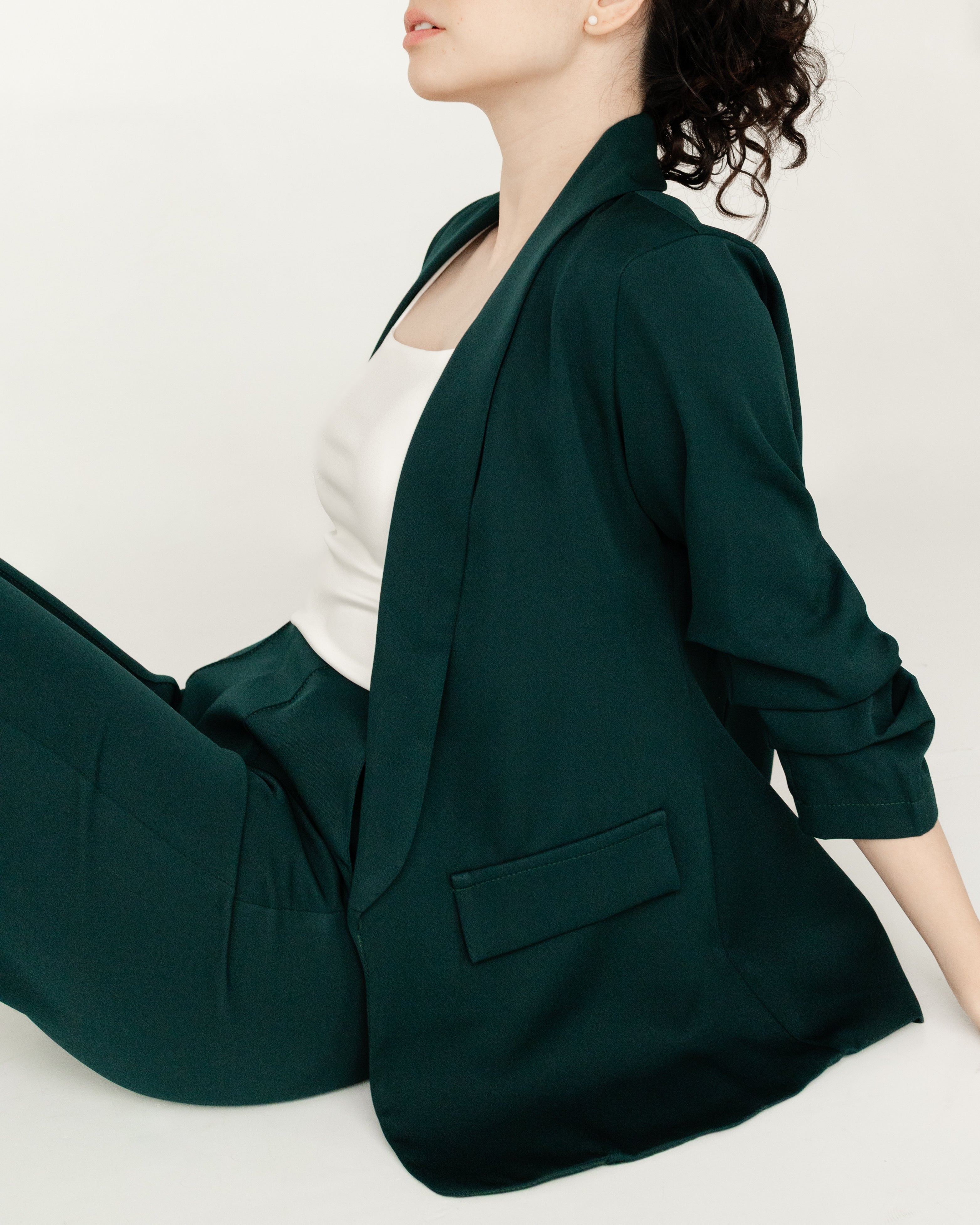 Conjunto de saco y pantalón color verde Kelly