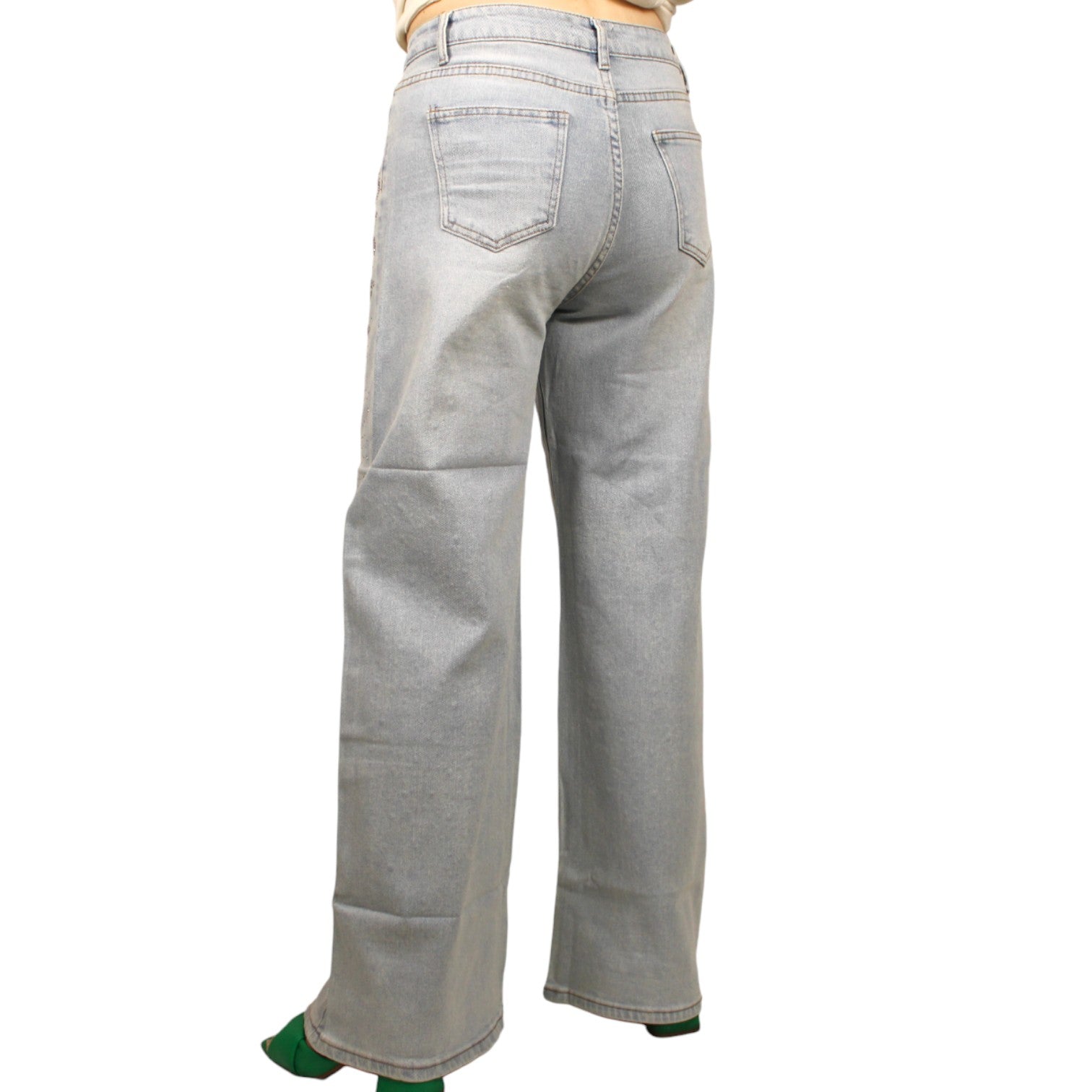 Pantalón denim con brillos