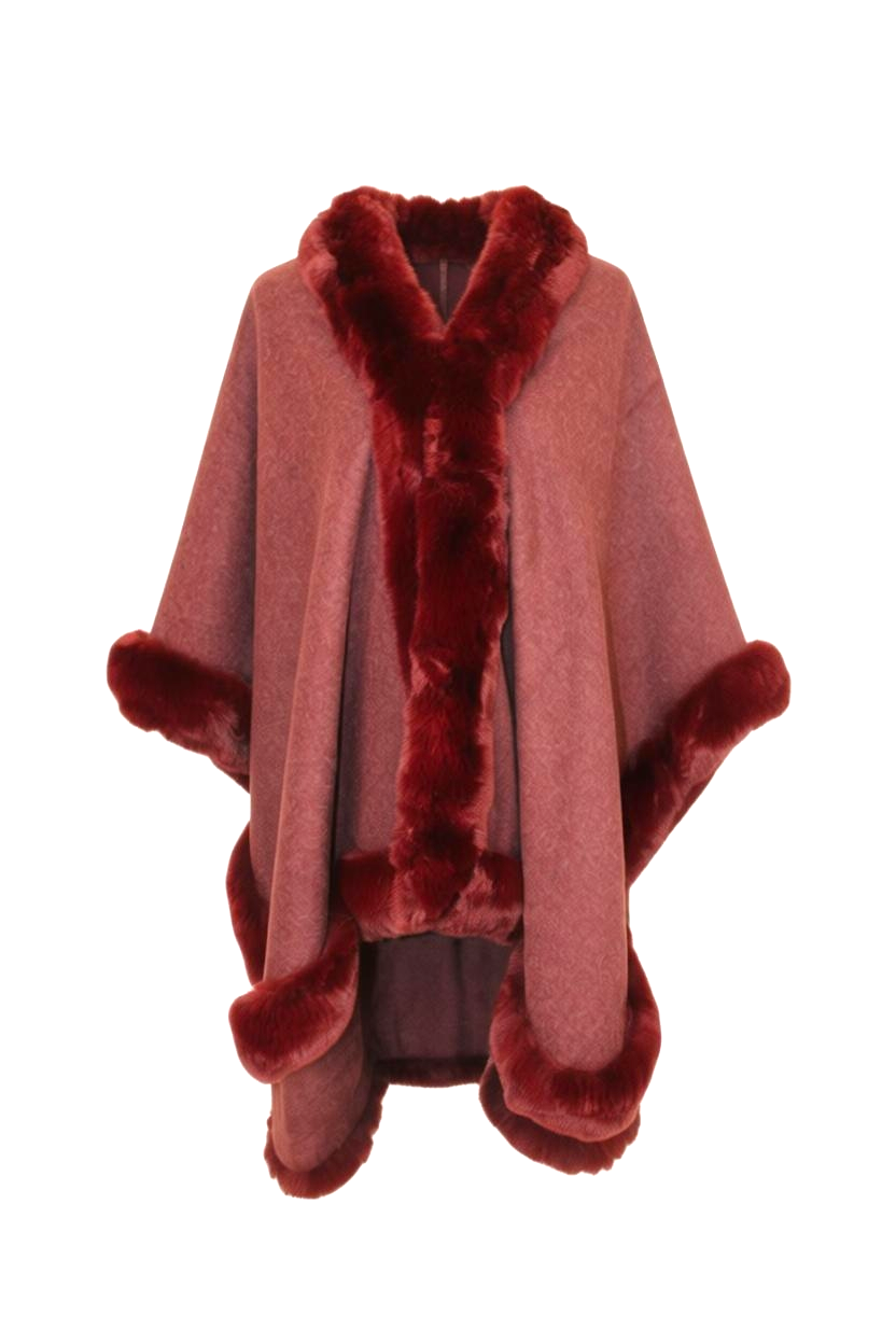 Capa color tinto con detalles de peluche