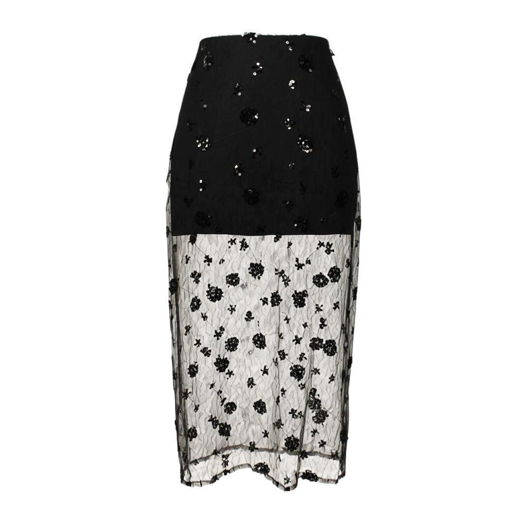 Falda larga de transparencia y encaje