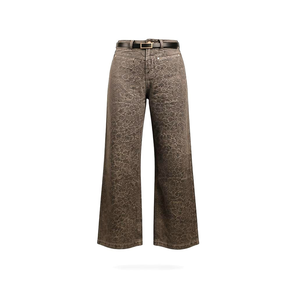 Pantalón de denim oscuro con detalles de flores